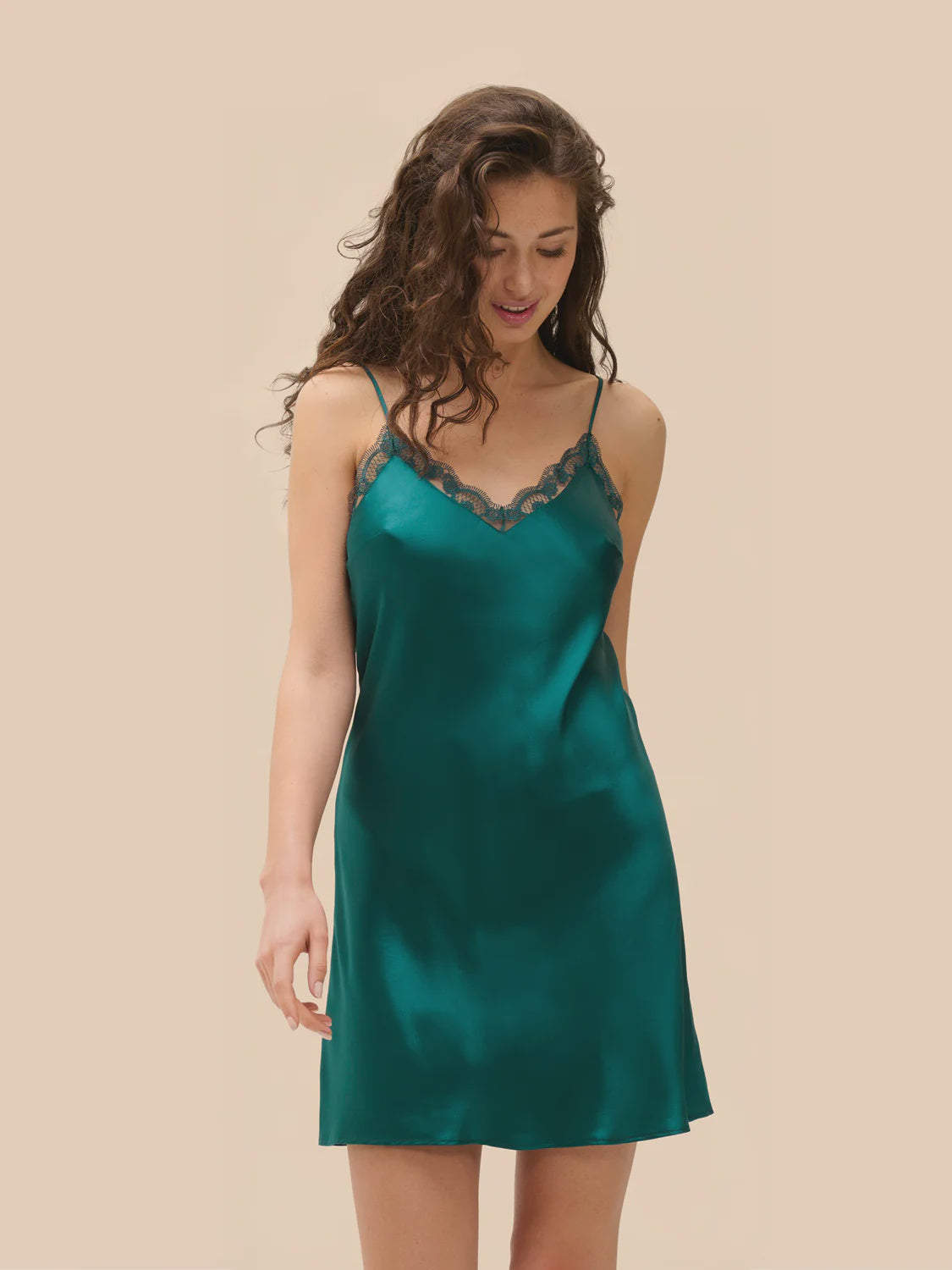Love Me Silk Nightdress - Emerald Green