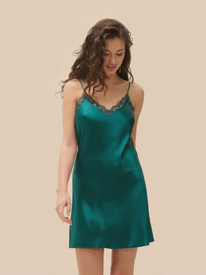 Love Me Silk Nightdress - Emerald Green